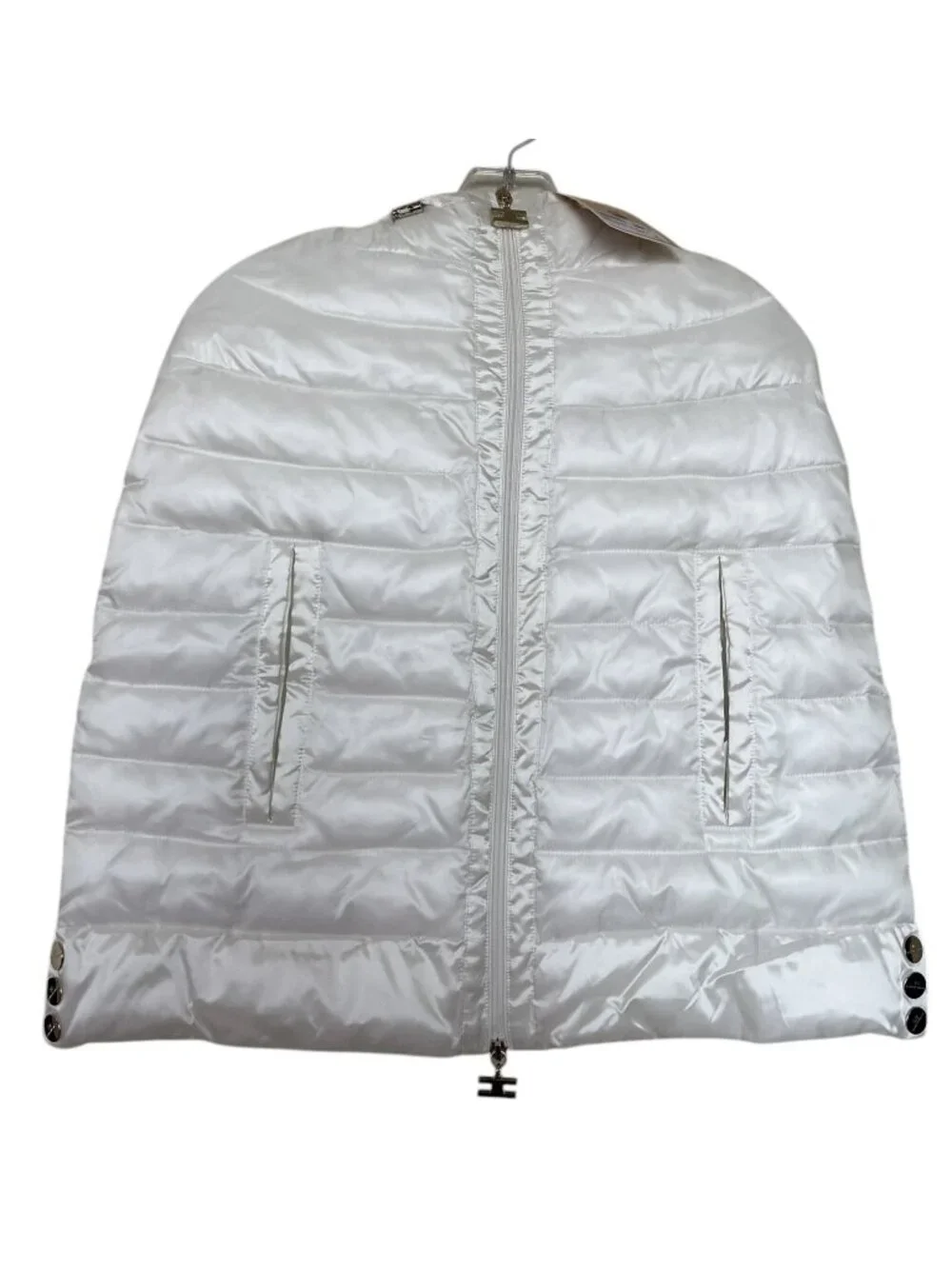 Elisabetta Franchi Puffer Cape Girls Kids Youth Size XS white Hooded Pockets